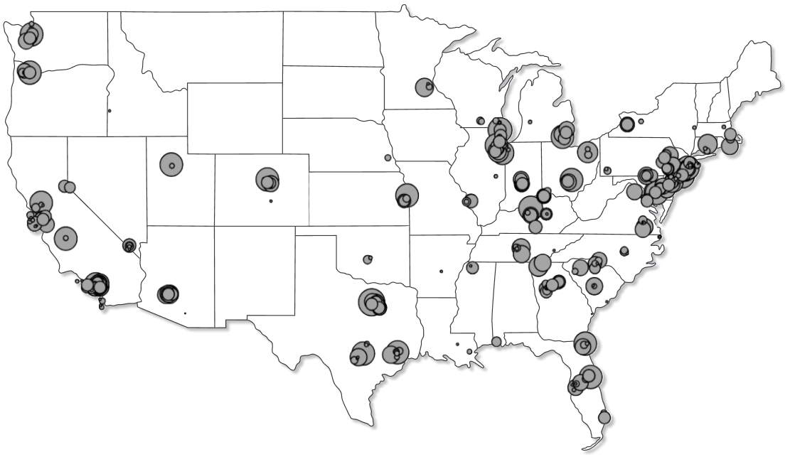 map of Amazon's 2018 national distribution network