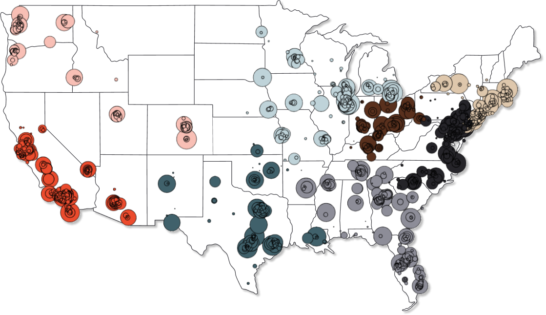 map of Amazon's 2023 national distribution network